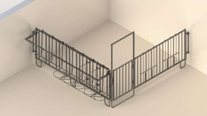 KERBL Modulare Zaunaufstallung Einzelset für 3er-Kälbergruppe mit Wandbefestigung